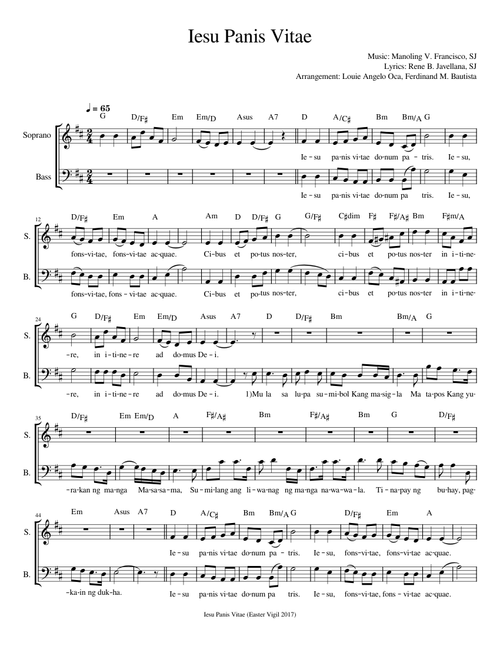 Iesu Panis Vitae - Soprano & Bass