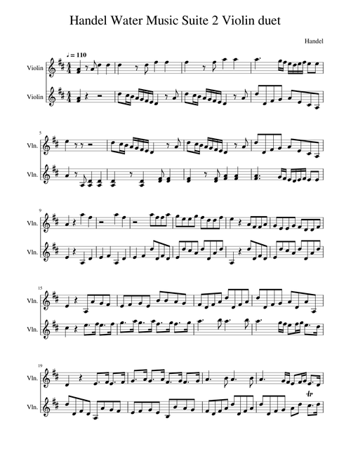 Handel Water Music Suite 2 Violin duet