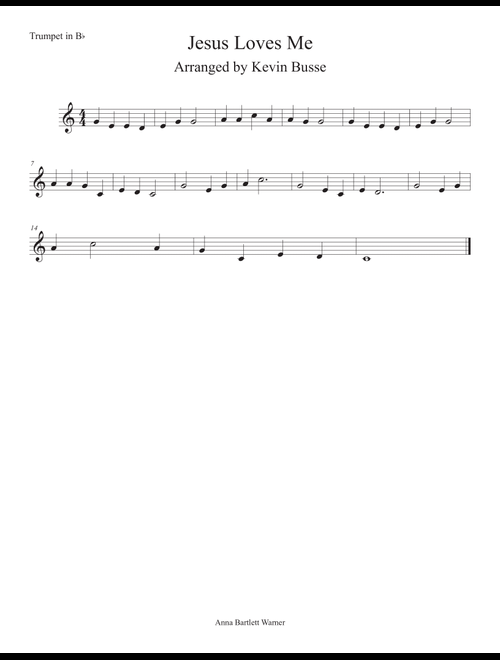 Jesus Loves Me (Easy key of C) - Trumpet (Arr. Kevin Busse) (Trumpet Solo)