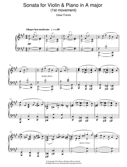 Sonata For Violin & Piano In A Major, 1st Movement - Cesar Franck (Piano Solo)