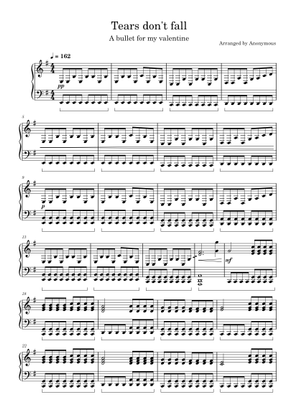 Tears Don't Fall - Bullet For My Valentine Sheet Music for Piano