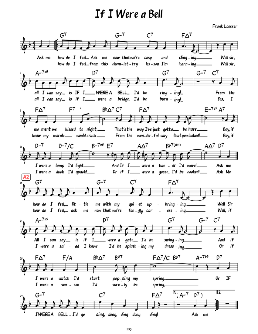 If I Were A Bell (Lead sheet with lyrics ) Sheet music for Piano (Solo