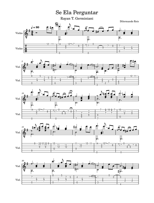 Se Ela Perguntar (Arr. Rayan Toledo Germiniani) - Dilermando Reis (Guitar Tab)