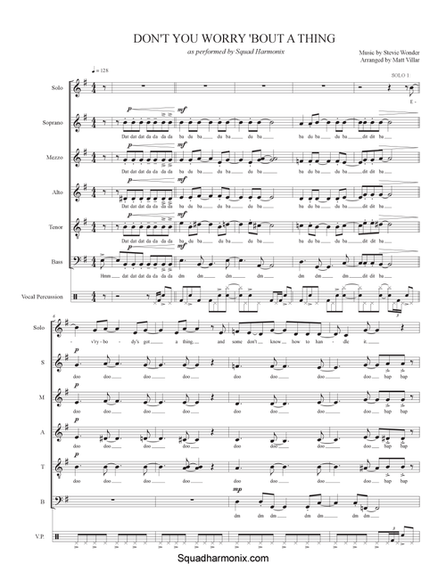 Don't You Worry 'bout A Thing (Arr. Matt Villar) - Stevie Wonder (Choral, 5-Part)