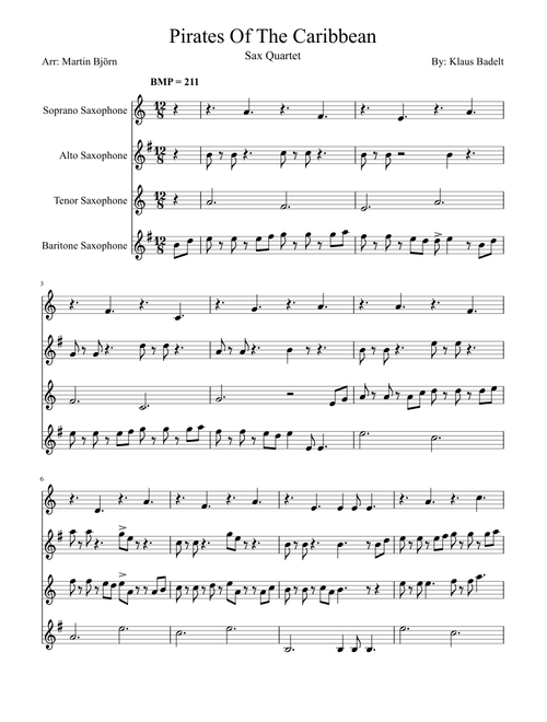 Pirates of the Caribbean Sax Quartet