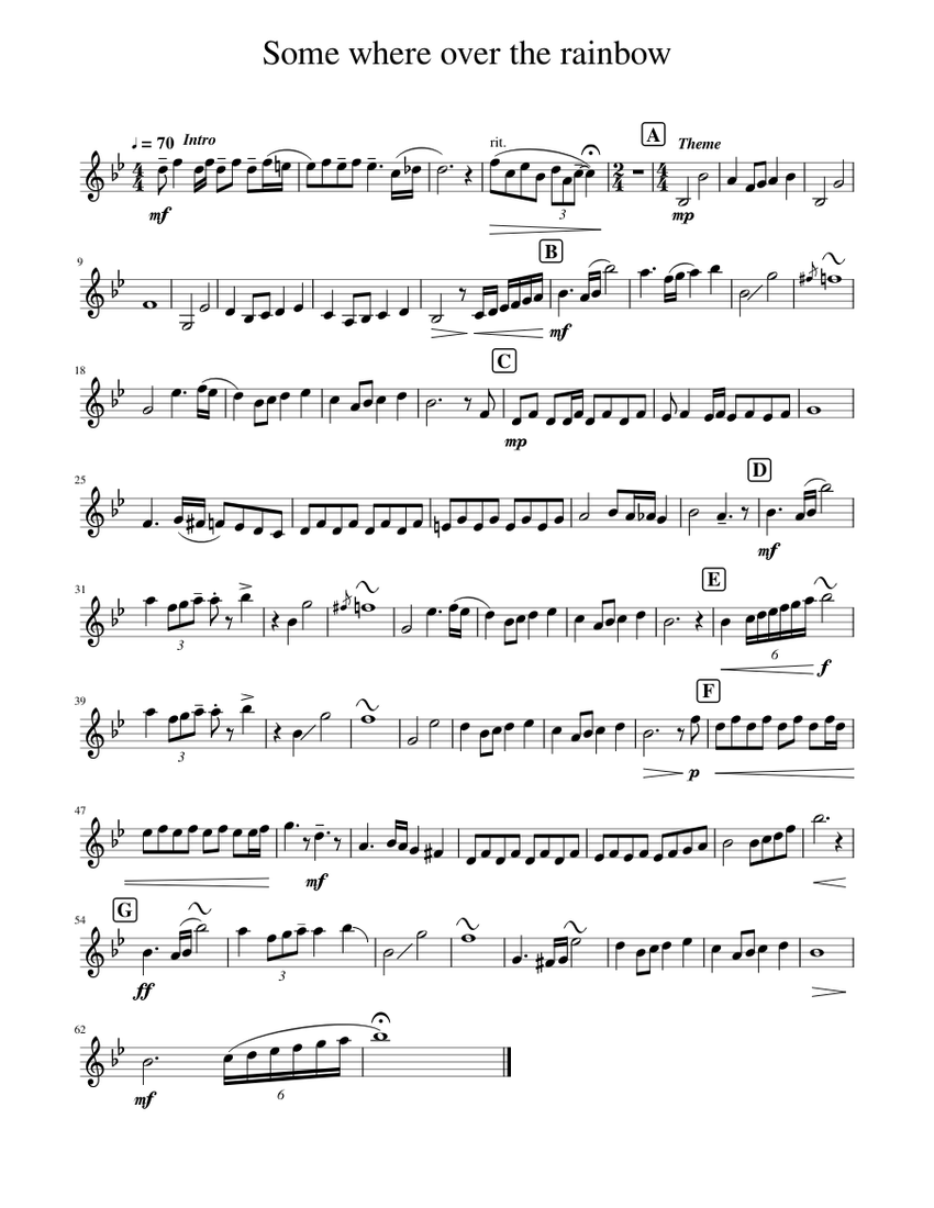 Somewhere over the rainbow french horn top