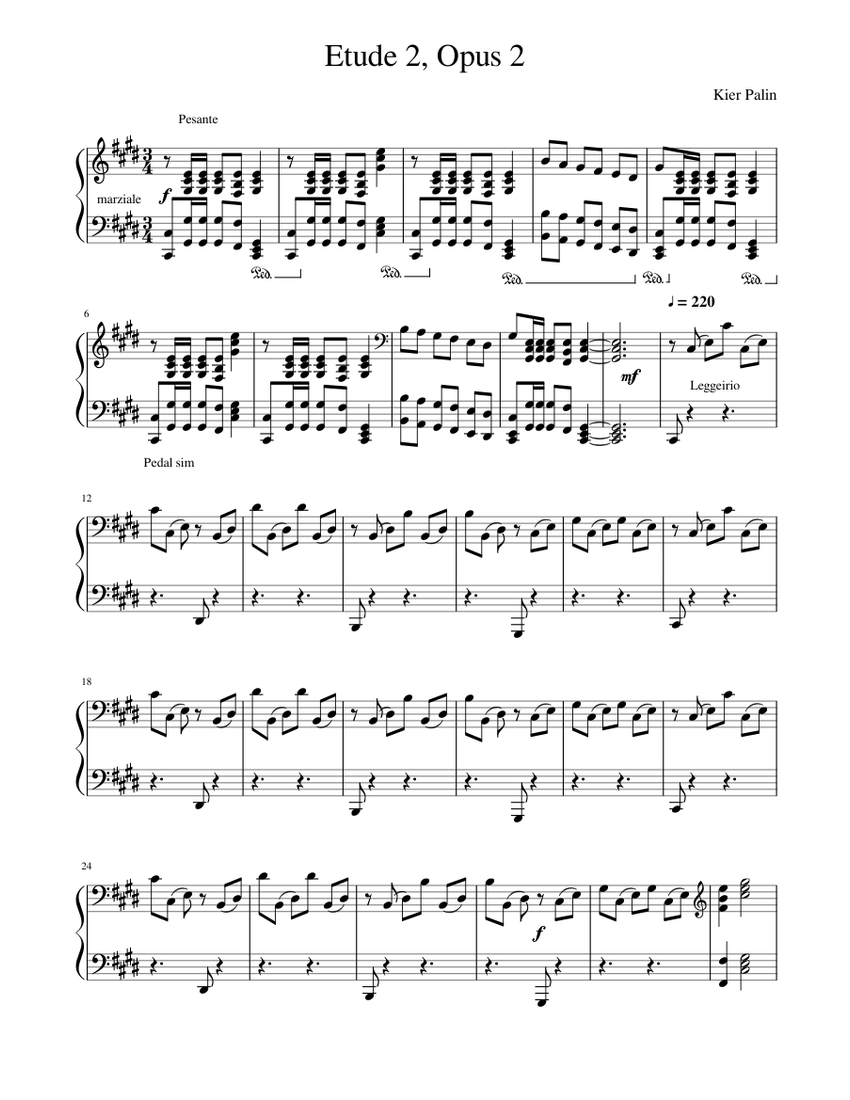 Music GCSE work, Etude 2 No.2. Sheet music for Piano (Solo) | Musescore.com