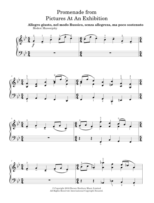 Promenade III - Modest Mussorgsky (Easy Piano)
