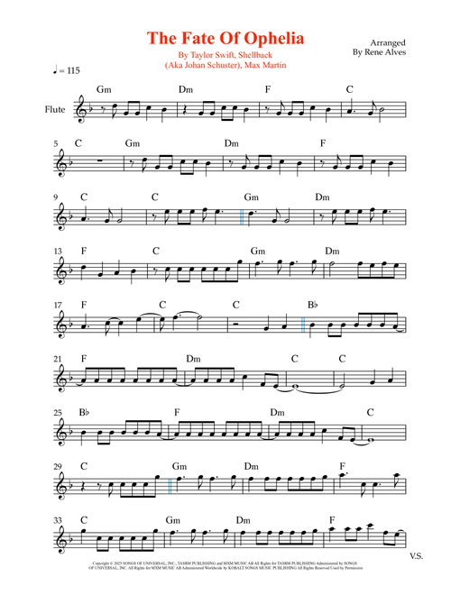 The Fate Of Ophelia (Arr. Rene Alves) - Taylor Swift (Flute Solo)