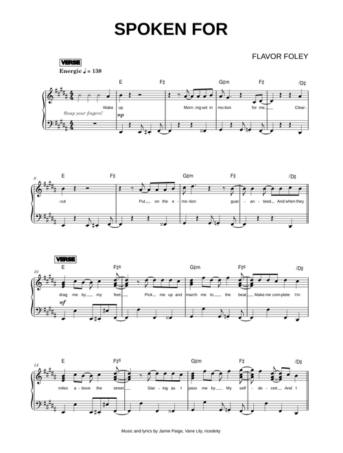 Spoken For - FLAVOR FOLEY (Piano)