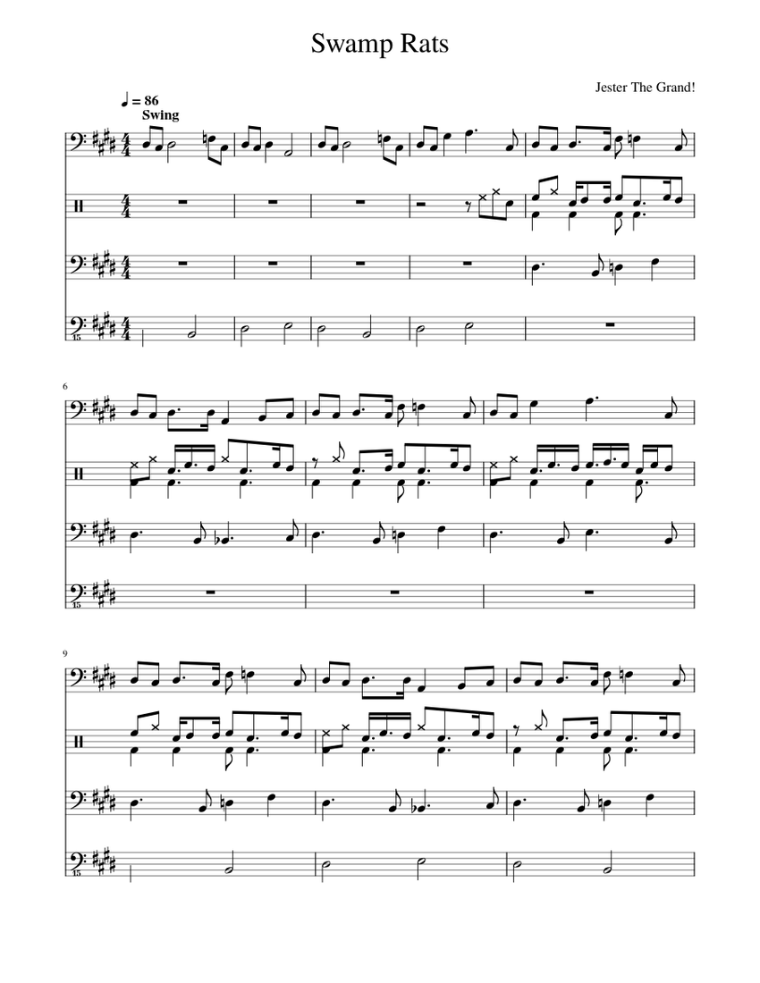 Synth Rats Swamp Rats Sheet music for Bass guitar, Drum group, Synthesizer (Mixed ...