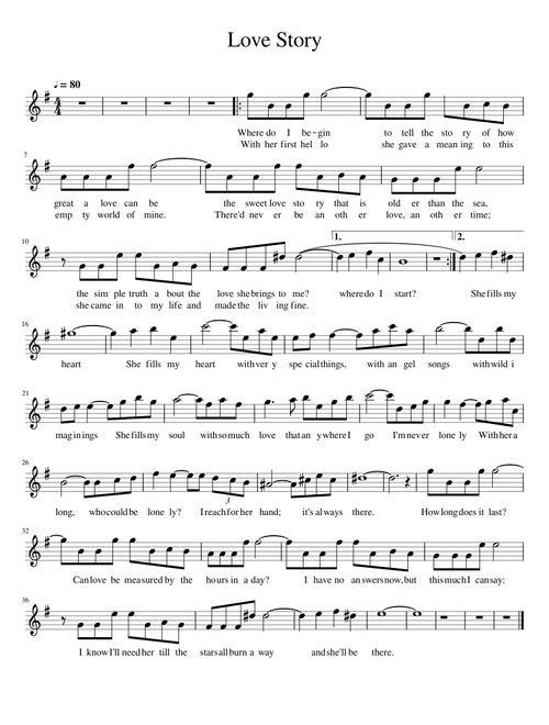 Love Story - Alto Sax
