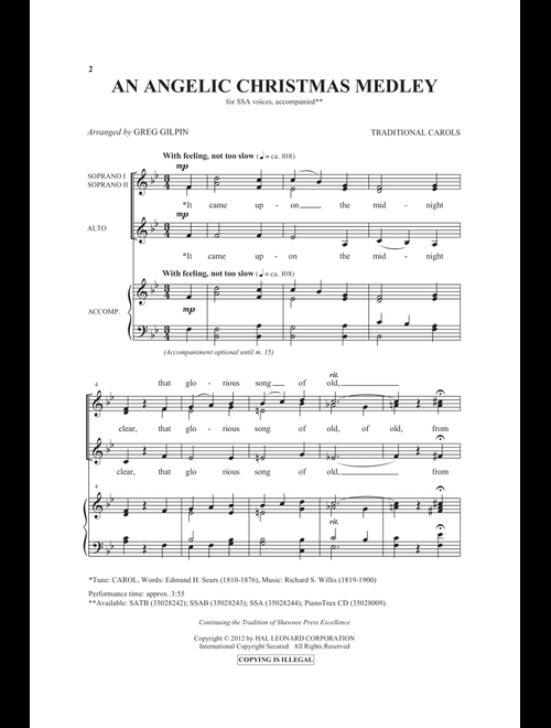 An Angelic Christmas Medley (Arr. Greg Gilpin) - Traditional Carol (Choral, SSA)