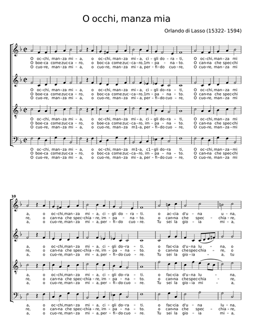 O occhi, manza mia - Orlande de Lassus (Orlando di Lasso)