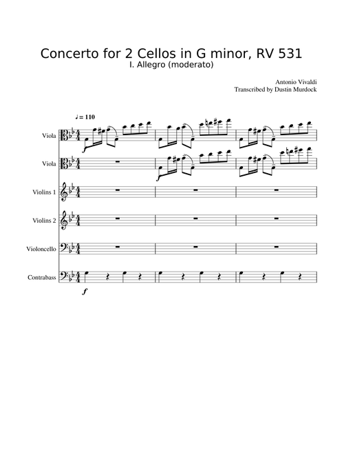 Vivaldi Double Cello Concerto in G minor, RV 531