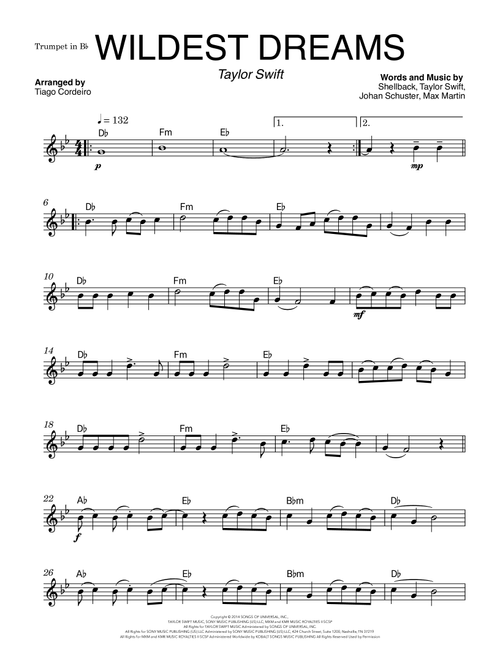 Wildest Dreams (Arr. Tiago Cordeiro) - Taylor Swift (Trumpet Solo)