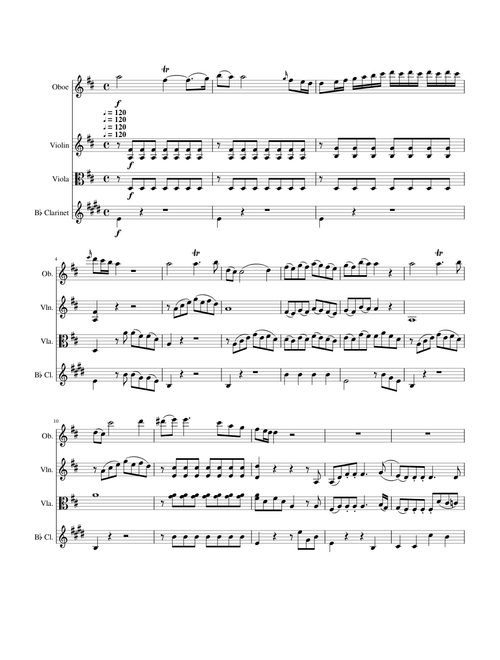 Mozart Flute Quartet in D, K.285 [Arranged for Oboe, Violin, Viola and Bb Clarinet]