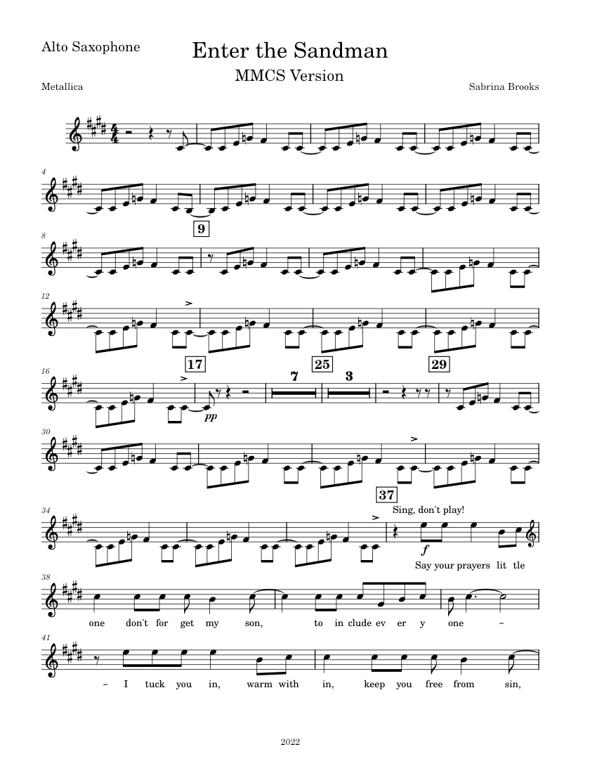 Enter the sandman alto saxophone piano tutorial