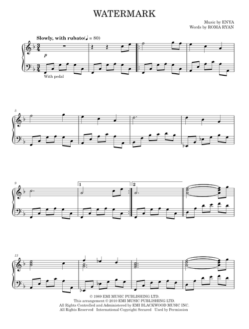 Watermark - Enya (Piano Solo)