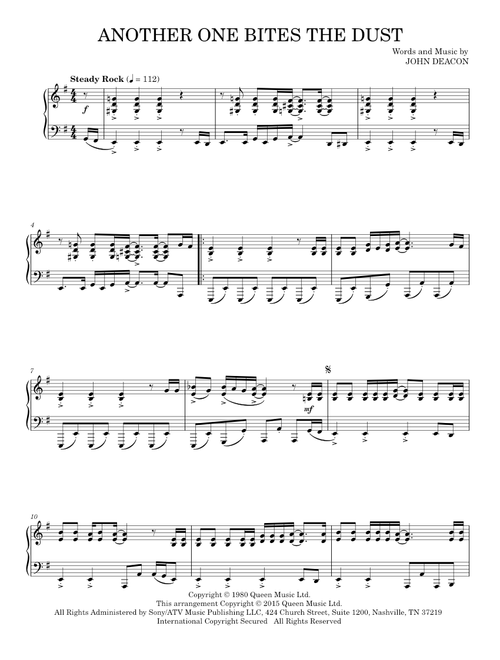 Another One Bites The Dust - Queen, Various (Piano Solo)
