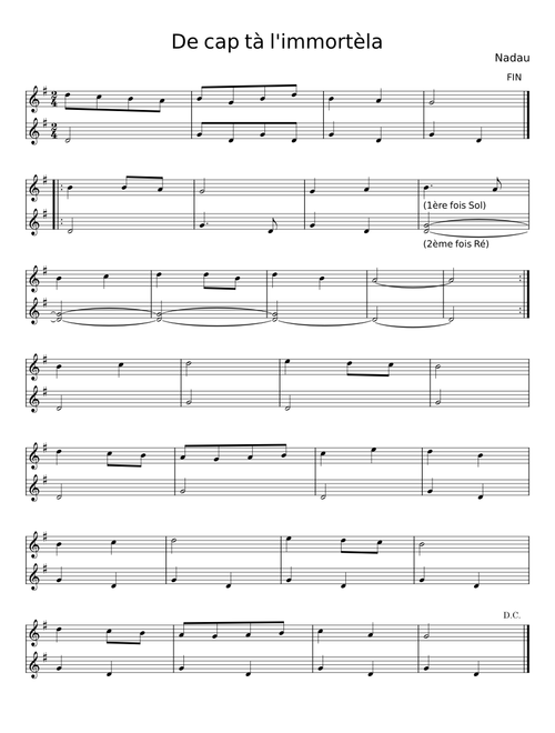 De cap tà l'immortèla - Nadau