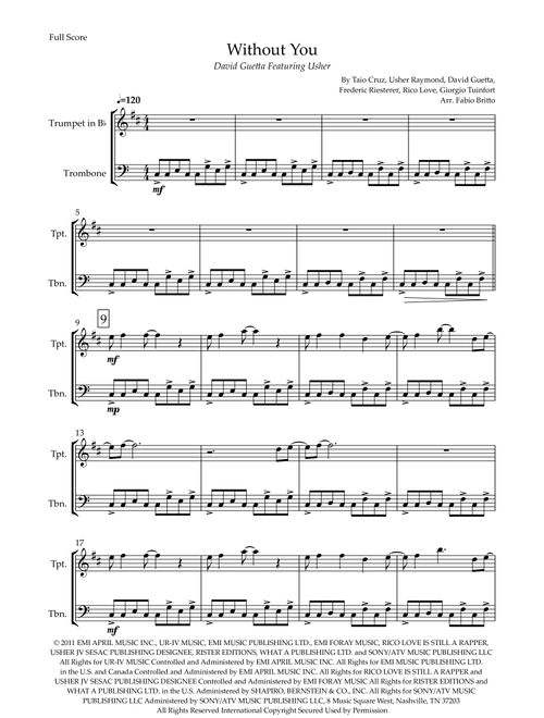 Without You (Arr. Fabio Britto) - David Guetta Featuring Usher (Instrumental Duet)