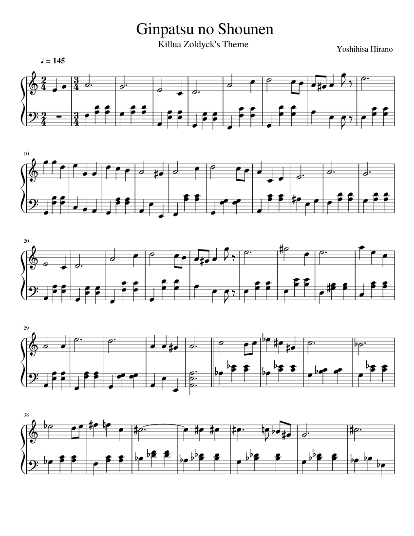 Hunter x Hunter -- Ginpatsu no Shounen Sheet music for Piano Hunter x Hunter -- Ginpatsu no Shounen Sheet music for Piano