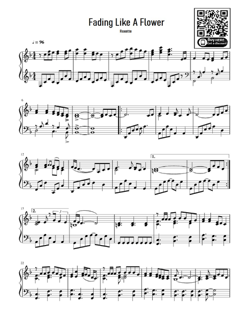 Fading Like A Flower (every Time You Leave) (Arr. eduardo) - Roxette (Easy Piano)