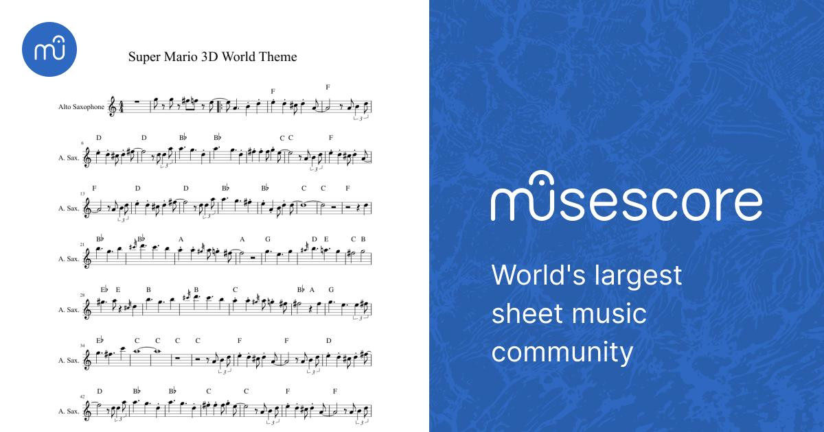 Super Mario 3D World Alto Sax Sheet Music with Chords for Saxophone ...