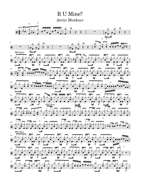 R U Mine?  – Arctic Monkeys / Drum Sheet Music