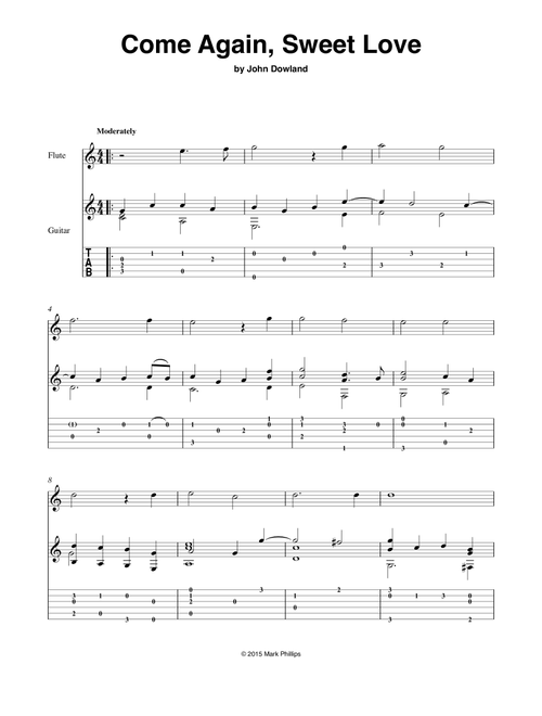 Come Again, Sweet Love (Arr. Mark Phillips) - John Dowland (Instrumental Duet)