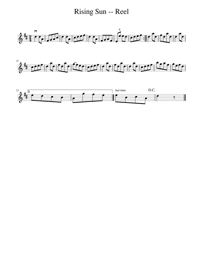 Rising Sun -- Reel Sheet music for Piano (Solo) Easy | Musescore.com