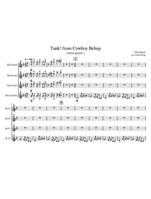 Sax Quartet- Cowboy Bebop Sheet music for Saxophone alto