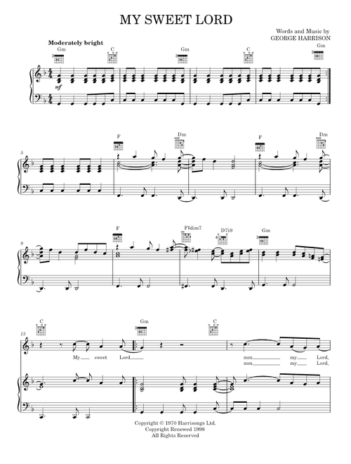 My sweet lord - George Harrison (Piano-Vocal-Guitar)