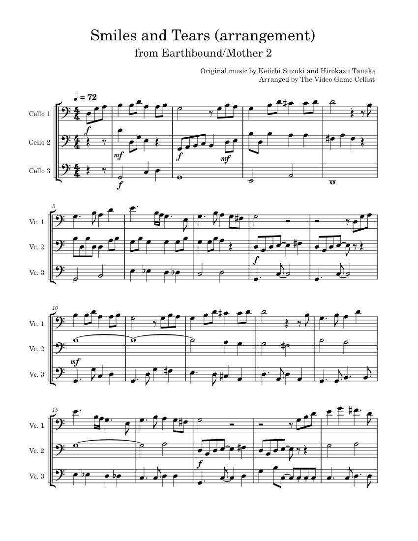 Smiles and Tears (Earthbound/Mother 2 Arrangement) Sheet