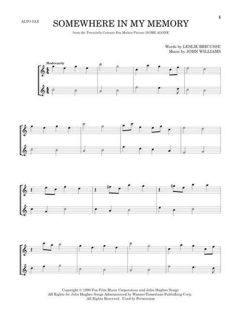 Somewhere In My Memory - John Williams (Alto Saxophone Duet)