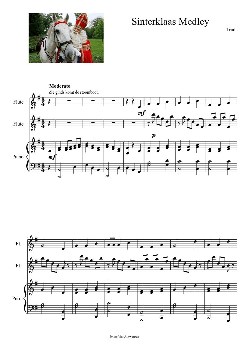 Toevallig Michelangelo ongeluk Sinterklaas Medley Sheet music for Piano, Flute (Mixed Trio) | Musescore.com