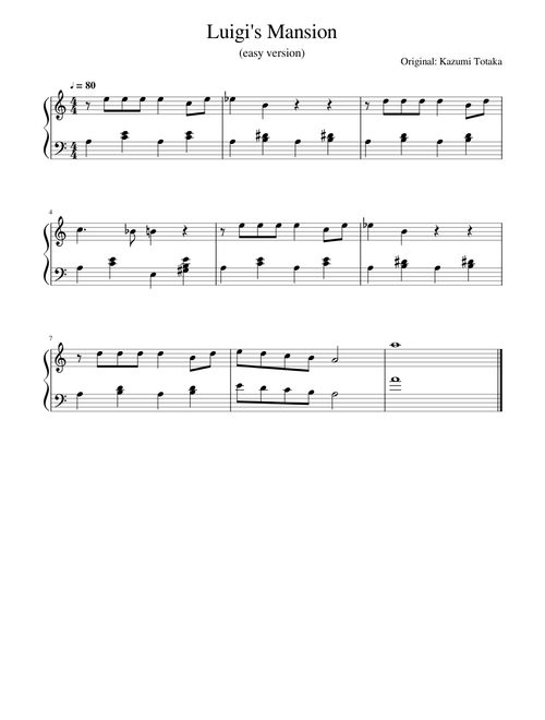 Luigi's Mansion Theme (easy version)