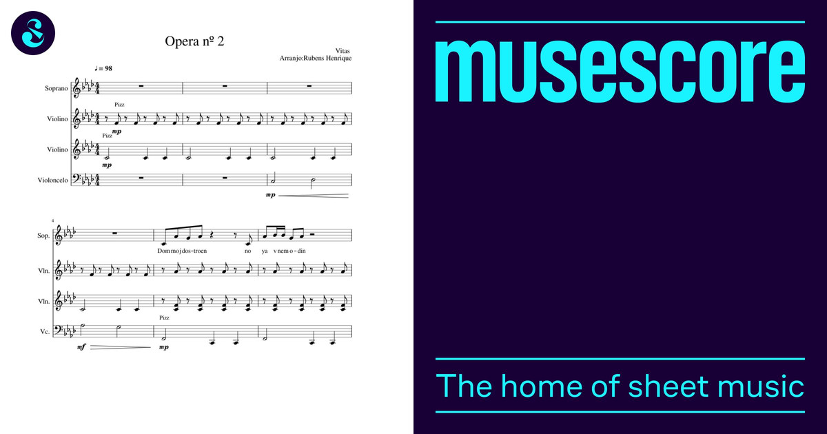 Opera 2 Song Opera n 2 Sheet Music for Soprano, Violin, Cello (Mixed Quartet ...