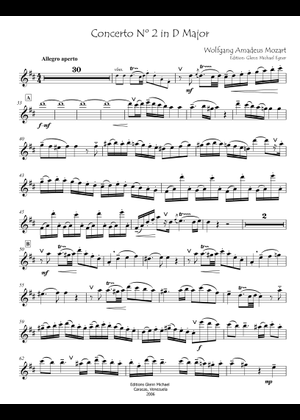 Concerto No. 1 in D major – Wolfgang Amadeus Mozart Sheet Music