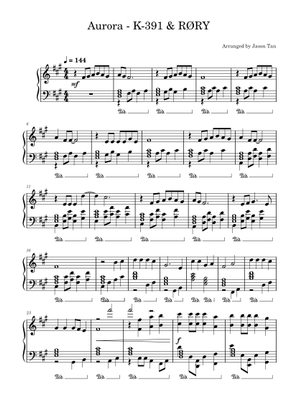 aurora様　まとめ楽譜 Aurora – K-391 & RØRY Sheet Music for Piano (Solo