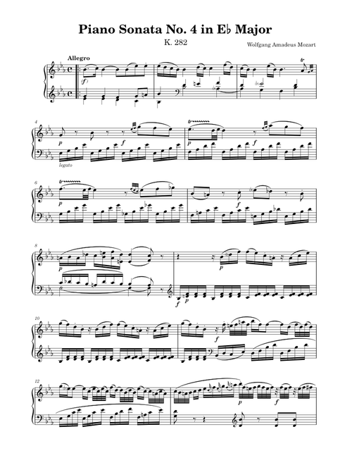 Piano Sonata No. 4 in E♭ Major, K. 282 – Wolfgang Amadeus Mozart