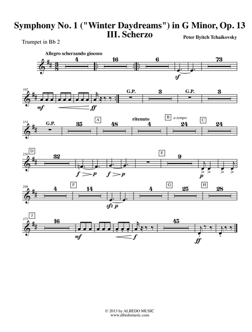 Tchaikovsky Symphony No. 1, Movement III - Trumpet in Bb 2 (Transposed Part), Op. 13 (Arr. Doug Clyde) - ‪Pyotr Ilyich Tchaikovsky‬ (Trumpet Solo)