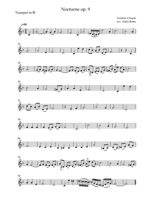 Nocturne Op.9 No. 2 (Frédéric Chopin) for Trumpet in Bb Solo (Arr. Fabio Britto) (Trumpet Solo)