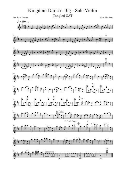 Kingdom dance – Alan Menken for solo violin (jig part)