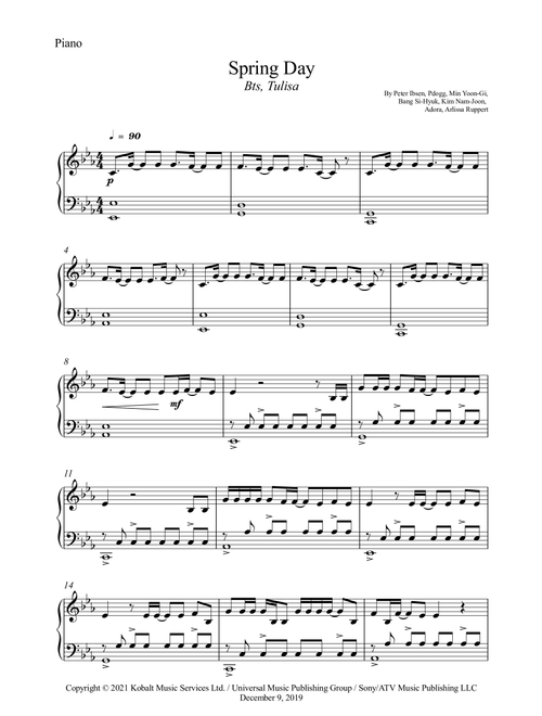Spring Day (Arr. Wesley S. SIlva) - BTS (Piano Solo)