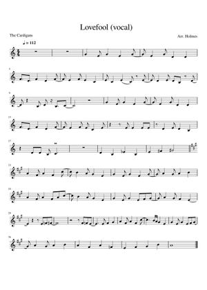 Play Official version of Lovefool Sheet Music by The Cardigans for ...