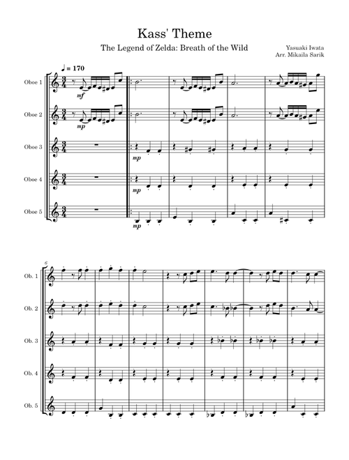 Kass' Theme (The Hero's Theme) – Yasuaki Iwata Kass' Theme - Oboe Ensemble