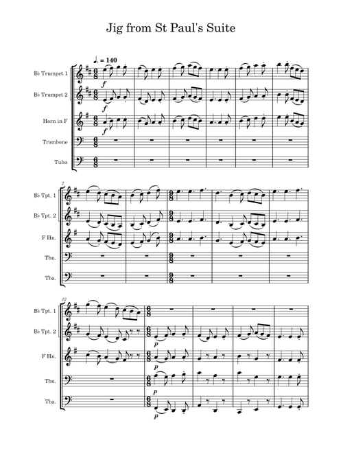 Jig - St. Paul's Suite - Holst - Brass Quintet