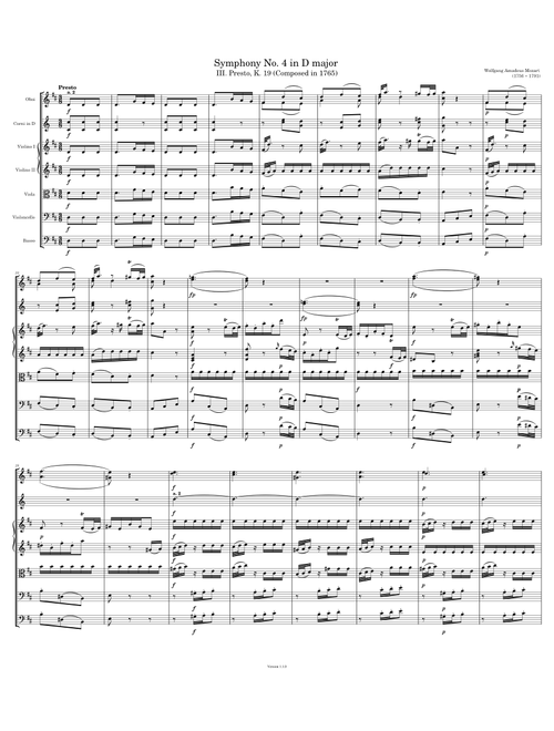 [III. Presto] Symphony No. 4 in D major, K. 19 – W. A. Mozart